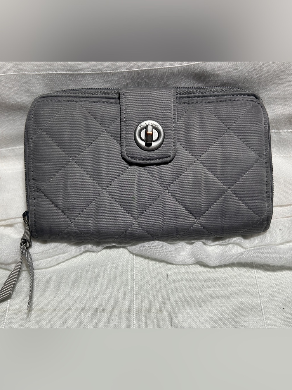 Vera Bradley Gray Performance Twill RFID Turnlock Wallet